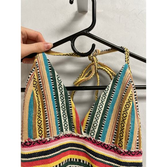 ELAN Tropical Halter Maxi Sundress Cover Up Boho Breeze Resort White Women's S - Picture 6 of 12